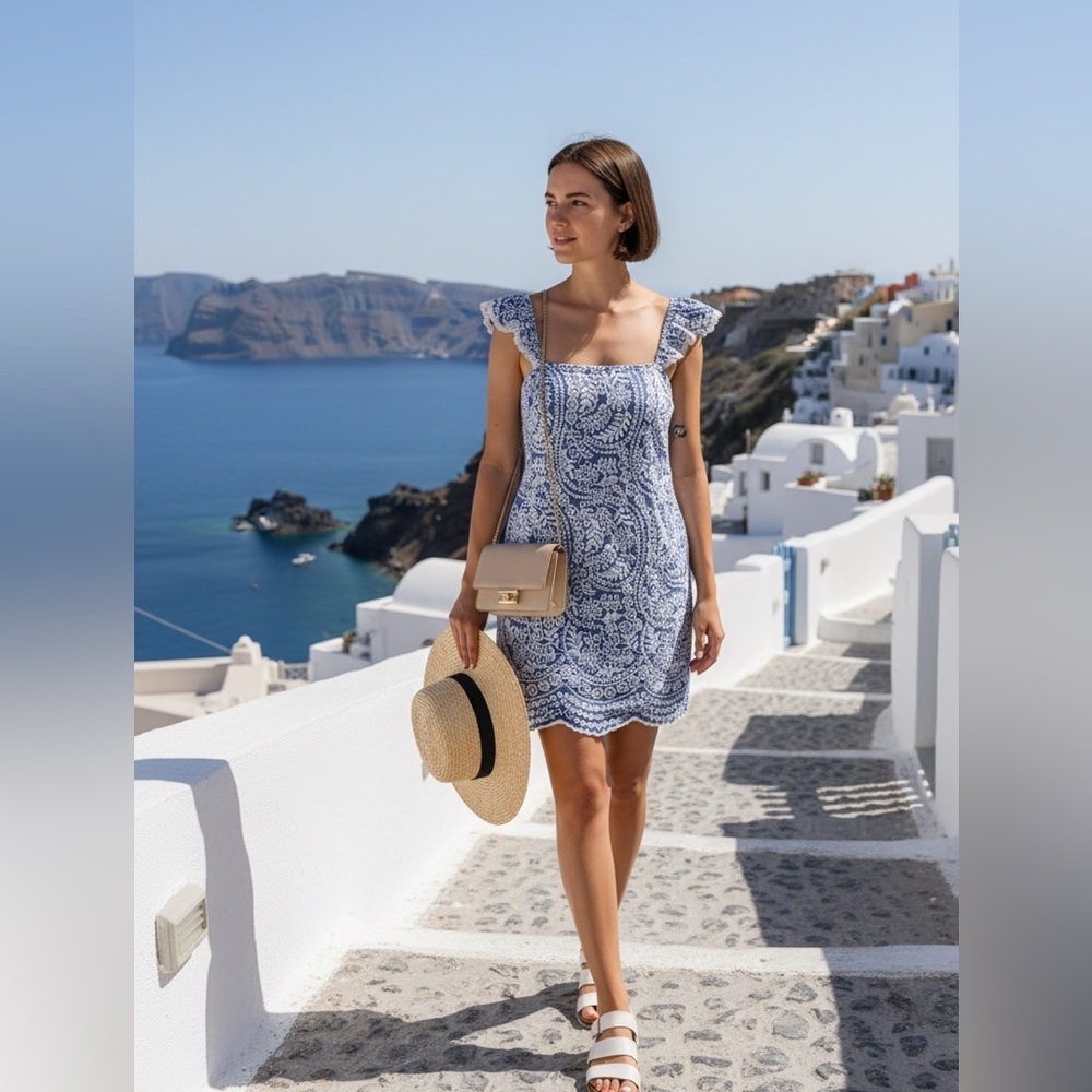Alice+Olivia Embroidered Chambray Dress